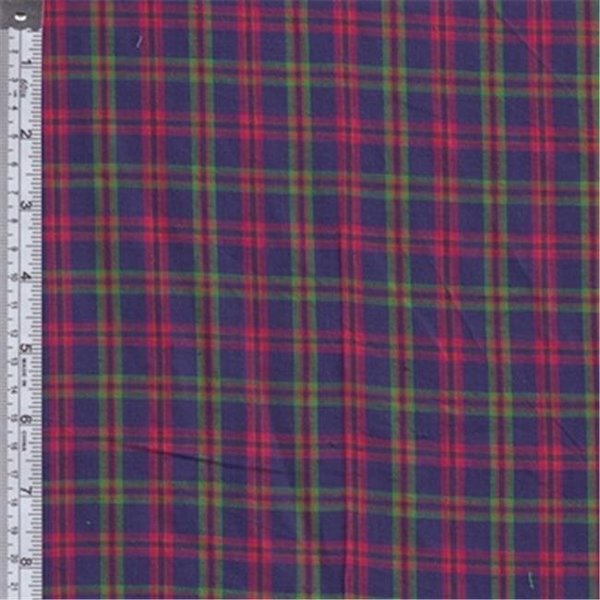 Textile Creations Textile Creations RW0122 Rustic Woven Fabric; Plaid Royal; Magenta And Green; 15 yd. RW0122